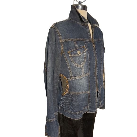 D G Dianna Fancy Blue Dennin Embellished Jacket Size M - Picture 3 of 13